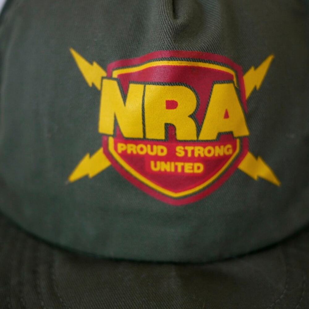 Vintage NRA "Proud Strong United" OD Green Cotton Baseball Cap Snapback Adjust